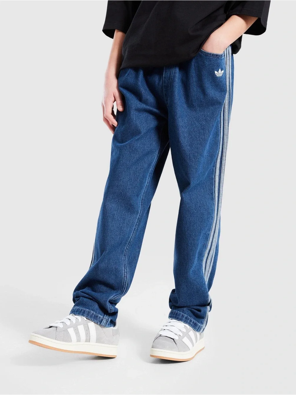 Adidas Originals Kids Denim 3-Stripes Pants Medium NWT Y2K unisex